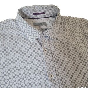 Ted Baker London Men’s Size 3 Blue Geometric Short Sleeve Shirt